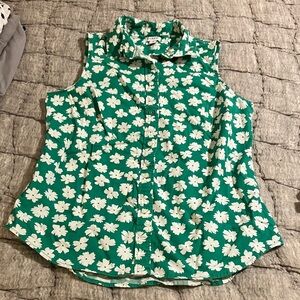 J. Crew Factory Green Floral Button Down Shirt
